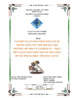 Luận văn vai trò của UBND cấp xã trong công tác thu hồi đất bồi thường hỗ trợ và tái định