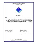 Hoạt động thanh tra chuyên ngành trong lĩnh vực thủy sản thực tiễn sở NN và PTNT cần thơ