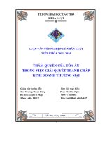 Thẩm quyền của tòa án trong việc giải quyết tranh chấp kinh doanh thương mại