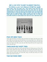 ĐỂ làm tốt NGHỀ NGHIỆP TRONG TƯƠNG LAI cần PHẢI có DŨNG KHÍ 