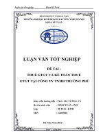 THUẾ GTGT và kế TOÁN THUẾ GTGT tại CÔNG TY TNHH TRƯỜNG PHÚ 