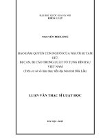 Bảo đảm quyền con người của người bị tạm giữ, bị can, bị cáo trong luật tố tụng hình sự việt nam (trên cơ sở số liệu thực tiễn địa bàn tỉnh đắk lắk) 