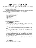 Đề cương ôn tập môn ĐỊA LÝ THỦY VĂN