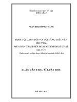 Định tội danh đối với tội tàng trữ, vận chuyển, mua bán trái phép hoặc chiếm đoạt chất ma túy (trên cơ sở số liệu thực tiễn địa bàn tỉnh đắk lắk) 