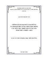 Chính sách giao đất giao rừng và sinh kế bền vững cho cộng đồng các dân tộc thiểu số ở vùng núi tỉnh thừa thiên huế 