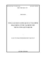 NÂNG CAO CHẤT LƯỢNG QUẢN lý tài CHÍNH HOẠT ĐỘNG có THU tại BỆNH VIỆN TRUNG ƯƠNG QUÂN đội 108 