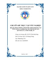 Hoạt động chăm sóc khách hàng tại ngân hàng agribank chi nhánh huyện quỳnh lưu tỉnh nghệ an 