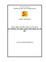 HOÀN THIỆN tổ CHỨC CÔNG tác kế TOÁN tại TRƯỜNG CAO ĐẲNG NGHỀ CÔNG NGHỆ CAO hà nội 