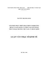 GIẢI PHÁP PHÁT TRIỂN HOẠT ĐỘNG MARKETING DỊCH vụ NGÂN HÀNG cá NHÂN tại NGÂN HÀNG TMCP NGOẠI THƯƠNG VIỆT NAM  CN HOÀN KIẾM 