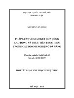 luận án PHÁP LUẬT về GIAO kết hợp ĐỒNG LAO ĐỘNG và THỰC TIỄN THỰC HIỆN TRONG các DOANH NGHIỆP ở đà NẴNG 