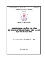 ĐÁNH GIÁ HIỆU QUẢ của hỗ TRỢ DINH DƯỠNG CHO BỆNH NHI SUY THẬN mạn tại KHOA THẬN – lọc máu BỆNH VIỆN NHI TRUNG ƯƠNG 