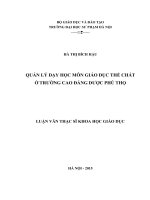 QUẢN lý dạy học môn GIÁO dục THỂ CHẤT ở TRƯỜNG CAO ĐẲNG dược PHÚ THỌ 