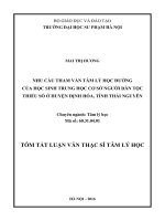 NHU cầu THAM vấn tâm lý học ĐƢỜNG của học SINH TRUNG học cơ sở NGƢỜI dân tộc THIỂU số ở HUYỆN ĐỊNH hóa, TỈNH THÁI NGUYÊN 
