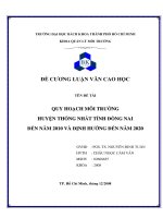 QUY HOẠCH MÔI TRƯỜNG HUYỆN THỐNG NHẤT TỈNH ĐỒNG NAI ĐẾN NĂM 2010 VÀ ĐỊNH HƯỚNG ĐẾN NĂM 2020