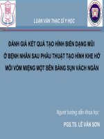 ĐÁNH GIÁ kết QUẢ tạo HÌNH BIẾN DẠNG mũi ở BỆNH NHÂN SAU PHẪU THUẬT tạo HìNH KHE hở môi vòm MIỆNG một bên BẰNG sụn VÁCH NGĂN 