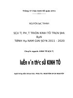 ĐẦU tư PHÁT TRIỂN KINH tế TRÊN địa bàn TỈNH hà NAM GIAI đoạn 2011   2020 