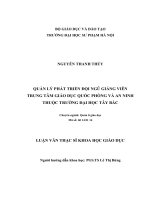 QUẢN lý PHÁT TRIỂN đội NGŨ GIẢNG VIÊN TRUNG tâm GIÁO dục QUỐC PHÒNG và AN NINH THUỘC TRƯỜNG đại học tây bắc 