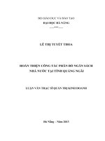 Hoàn thiện công tác phân bổ ngân sách nhà nước tại tỉnh quảng ngãi