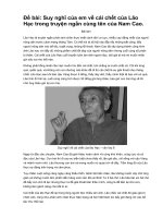 Đề bài : Suy nghĩ của em về cái chết của Lão Hạc trong truyện ngắn cùng tên của Nam Cao.