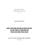 QUẢN lý NHÀ TRƯỜNG THỰC HIỆN xã hội hóa GIÁO dục của HIỆU TRƯỜNG các TRƯỜNG mầm NON TRÊN địa bàn THÀNH PHỐ bắc GIANG 