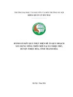 ĐÁNH GIÁ kết QUẢ THỰC HIỆN đề án QUY HOẠCH xây DỰNG NÔNG THÔN mới tại xã THIỆU PHÚ, HUYỆN THIỆU hóa, TỈNH THANH hóa 