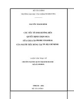 Các yếu tố ảnh hưởng đến việc chon mua sữa chia probi vinamink của người tiêu dùng tại thành phố hồ chí minh