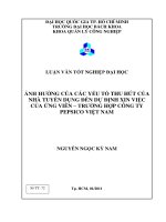 Ảnh hưởng của các yếu tố thu hút của nhà tuyển dụng đến dự định xin việc của ứng viên – trường hợp công ty PepsiCo Việt Nam - LV Đại Học Bách Khoa