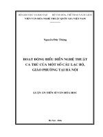 Luận án hoạt động biểu diễn nghệ thuật ca trù của một số câu lạc bộ, giáo phường tại hà nội