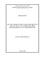 Xác lập cơ sở địa lý phục vụ phát triển bền vững khu vực sơn tây   ba vì trong quá trình đô thị hóa hiện nay của thành phố hà nội