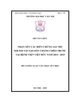 NHẬN xét các BIẾN CHỨNG SAU mổ nội SOI tái tạo dây CHẰNG CHÉO TRƯỚC tại BỆNH VIỆN VIỆT đức năm 2014   2015 