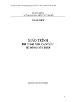 Giáo trình thi công nhà cao tầng   PGS Lê Kiều Đại học Kiến trúc
