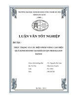 THỰC TRẠNG và các BIỆN PHÁP NÂNG CAO HIỆU QUẢ KINH DOANH tại KHÁCH sạn MEDALLION HANOI 