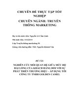 NGHIÊN cứu mối QUAN hệ GIỮA mức độ hài LÒNG của KHÁCH HÀNG đối với sự PHÁT TRIỂN THƯƠNG HIỆU – áp DỤNG tới CÔNG TY TNHH GOLDEN CAMEL 