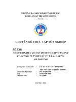 NÂNG CAO HIỆU QUẢ sử DỤNG vốn KINH DOANH của CÔNG TY TNHH vật tư và xây DỰNG           hà PHƯƠNG 