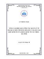 Nâng cao hiệu quả công tác quản lý về hải quan đối với hàng hóa đưa vào, đưa ra khu kinh tế cửa khẩu quốc tế cầu treo, hà tĩnh