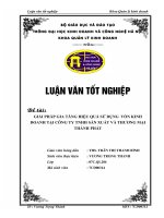 GIẢI PHÁP GIA TĂNG HIỆU QUẢ sử DỤNG  vốn KINH DOANH tại CÔNG TY TNHH sản XUẤT và THƯƠNG mại THÀNH PHÁT 
