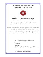 Kinh nghiệm của TQ về giải quyết tranh chấp TMHH trong WTO