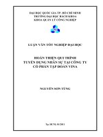 HOÀN THIỆN QUI TRÌNH TUYỂN DỤNG NHÂN SỰ TẠI CÔNG TY CỔ PHẦN TẬP ĐOÀN VINA - LV ĐẠI HỌC BÁCH KHOA