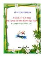 NÂNG CAO NHẬN THỨC BẢO VỆ MÔI TRƯỜNG TRONG HỌC ĐƯỜNG DÀNH CHO HỌC SINH LỚP 7