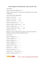 Đề thi Violympic Toán Tiếng Anh lớp 3 vòng 6 năm 2015 - 2016