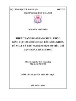 Thực trạng đảm bảo chất lượng giáo dục các cơ sở đào tạo bác sĩ đa khoa, đề xuất và thử nghiệm một số tiêu chí đánh giá chất lượng đào tạo bác sỹ đa khoa
