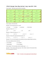 Đề thi Violympic Toán Tiếng Anh lớp 3 vòng 1 năm 2015 - 2016