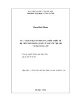 PHÁT TRIỂN MỘT SỐ PHƯƠNG PHÁP THIẾT KẾ HỆ PHÂN LỚP TRÊN CƠ SỞ LÝ THUYẾT TẬP MỜ VÀ ĐẠI SỐ GIA TỬ