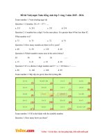 Đề thi Violympic Toán tiếng Anh lớp 3 vòng 3 năm 2015 - 2016