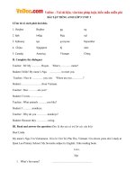 Bài tập tiếng anh lớp 5 Unit 2