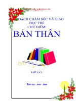 Giáo án mầm non Kế hoạch chăm sóc giáo dục trẻ chủ điểm bản thân
