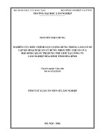 Nghiên cứu điều chỉnh sản lượng rừng trồng làm cơ sở lập kế hoạch quản lý rừng theo tiêu chuẩn của hội đồng quản trị rừng thế giới tại công ty lâm nghiệp hòa bình tỉnh hòa bình (TT)