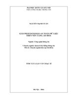 GIẢI PHÁP ĐẢM BẢO AN TOÀN DỮ LIỆU TRÊN NỀN TẢNG ẢO HÓA