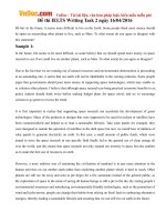 Đề thi IELTS Writing Task 2 ngày 16/04/2016
