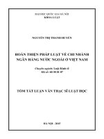 HOÀN THIỆN PHÁP LUẬT VỀ CHI NHÁNH NGÂN HÀNG NƯỚC NGOÀI Ở VIỆT NAM